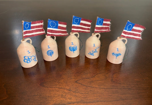 Set of 5 Jug Ornaments with Flags