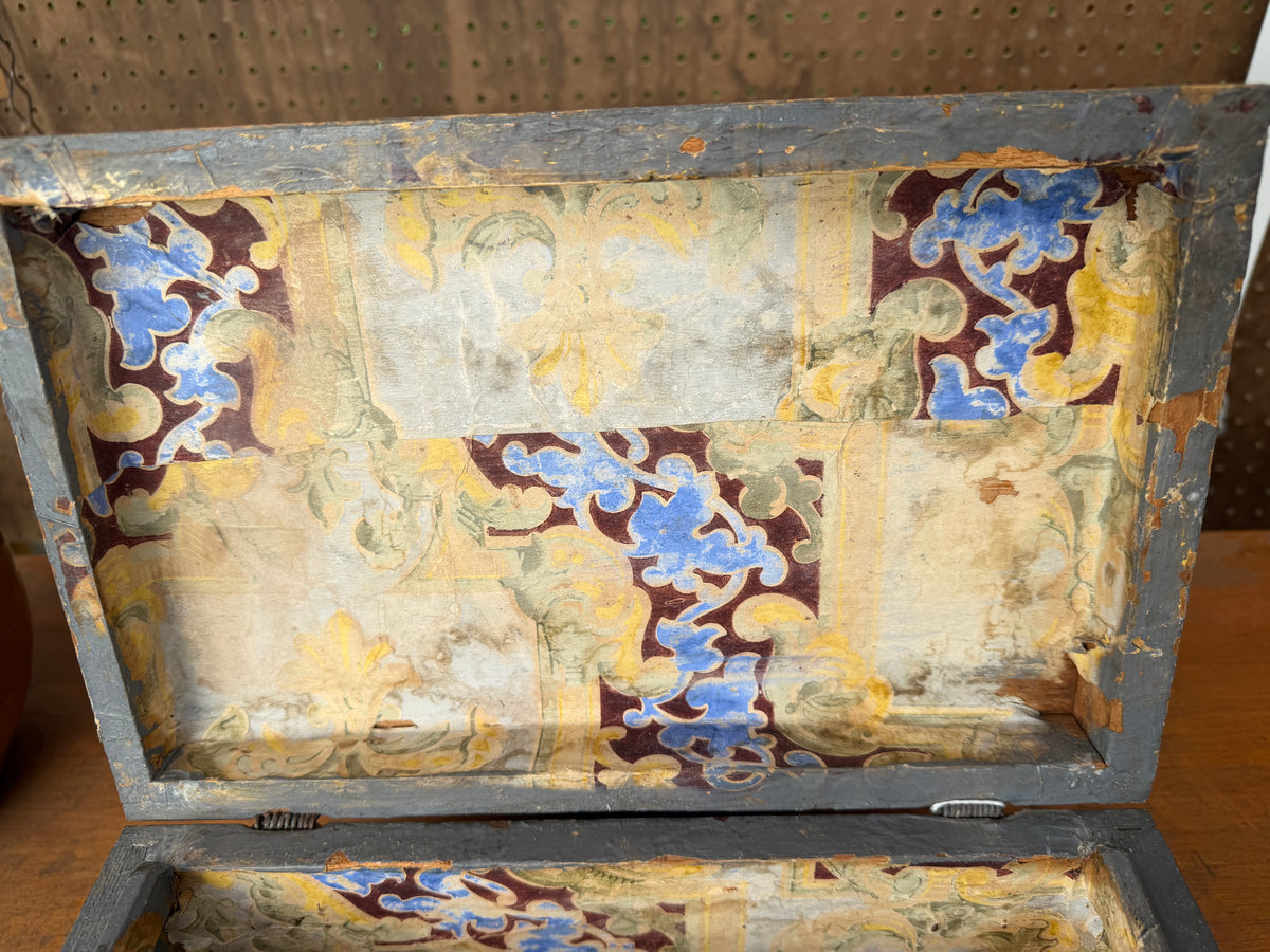 19th-Century Wallpaper-Lined Document Box from the Lana Testa Estate