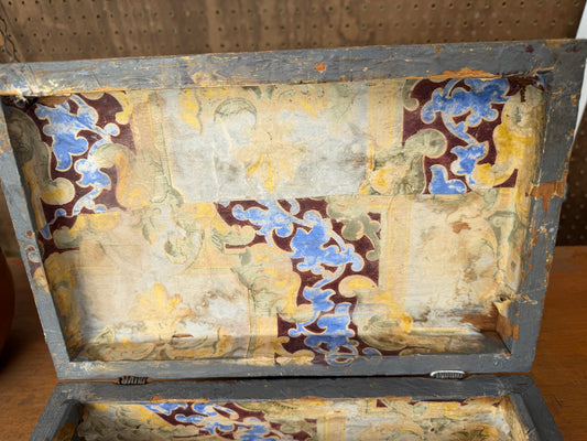 19th-Century Wallpaper-Lined Document Box from the Lana Testa Estate