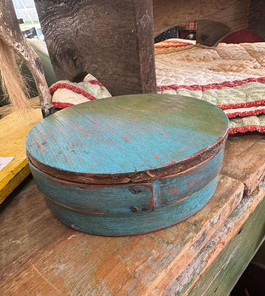 Early Small Pantry Box in Original Blue Paint