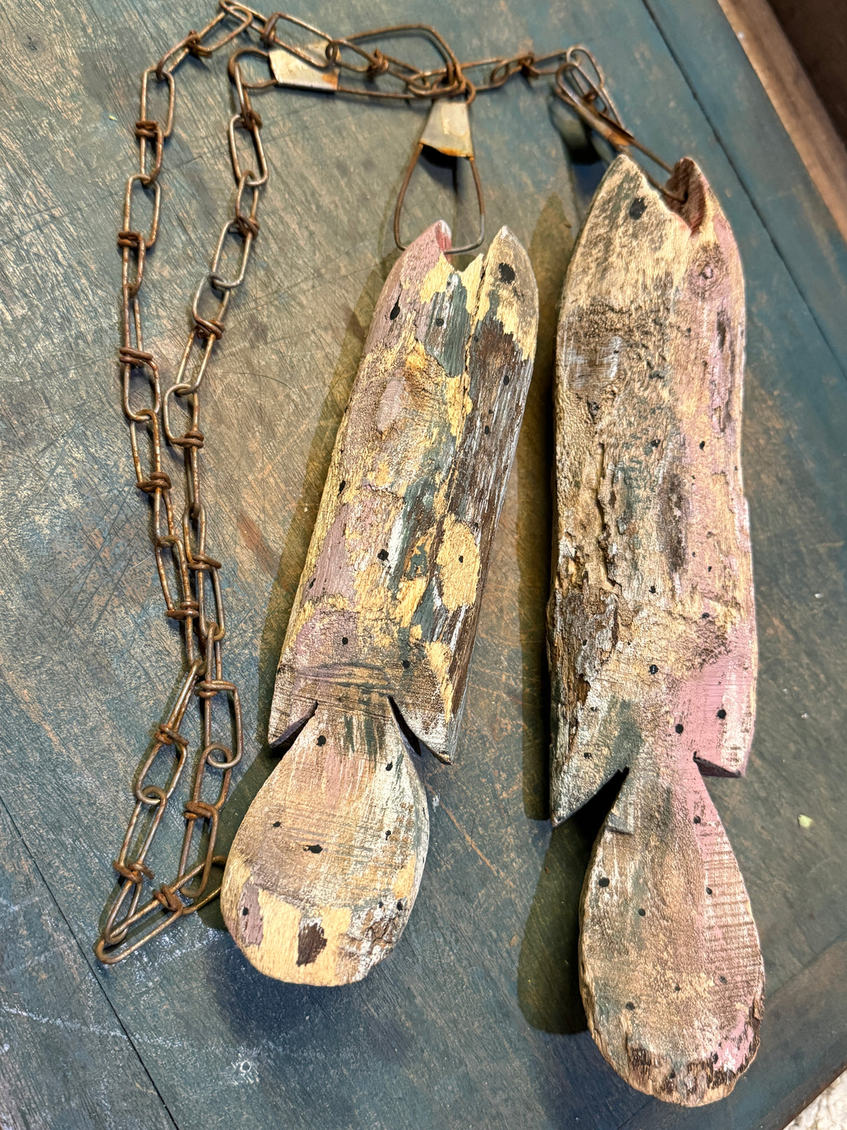 Antique Hand-Carved Fish Stringer