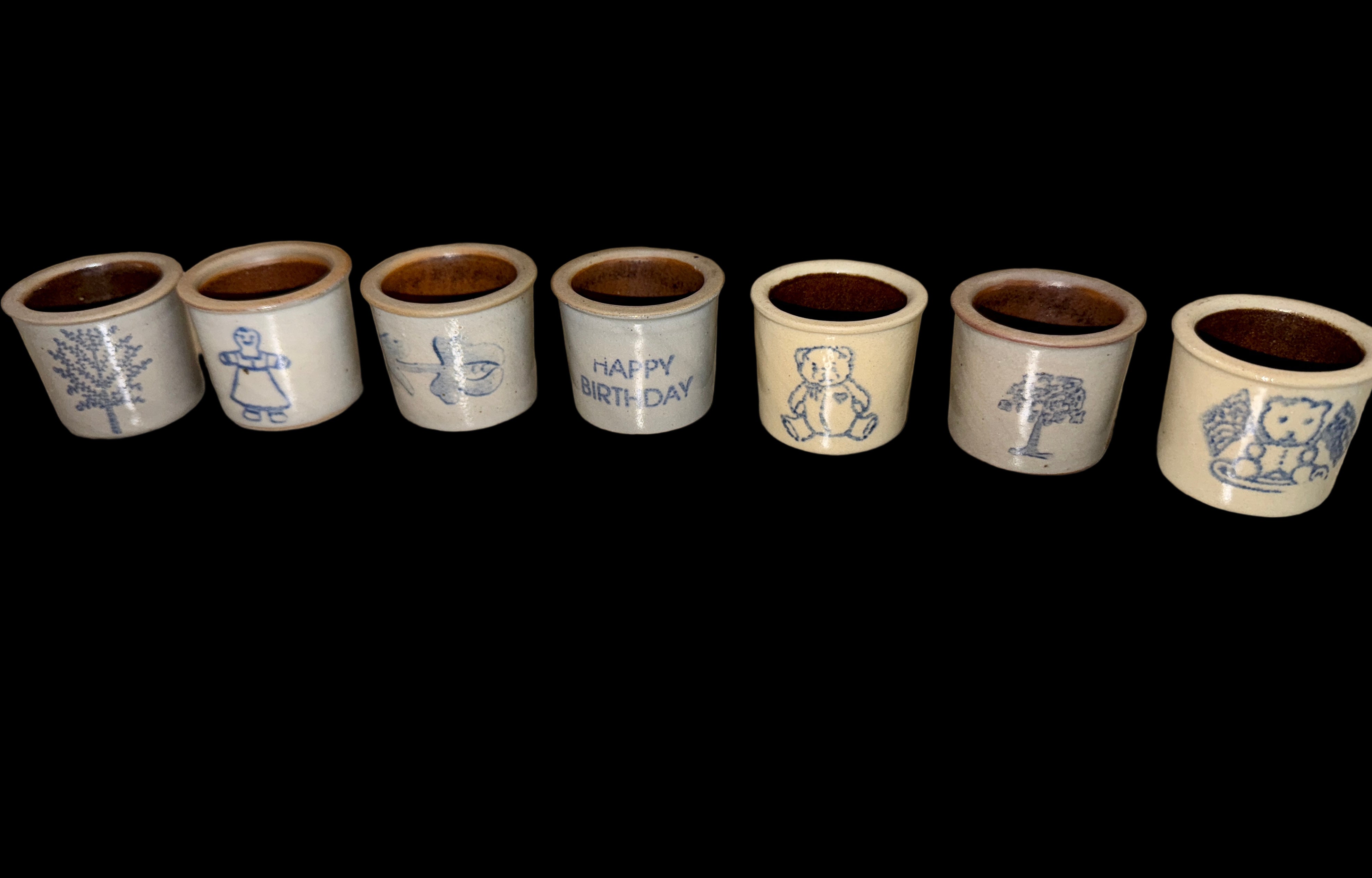 Set of 7 Mini Stoneware Crocks – A Primitive Place