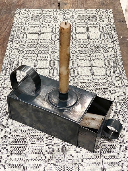 Tin Candleholder with Matchstick Drawer
