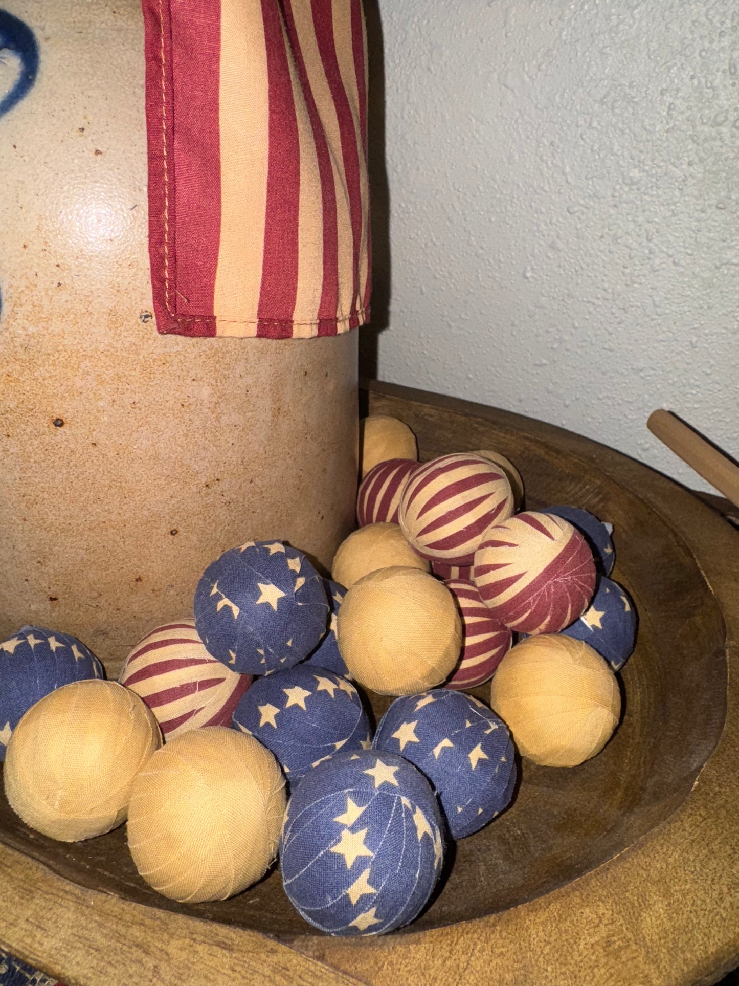Set of 12 Americana Miniature Rag Balls