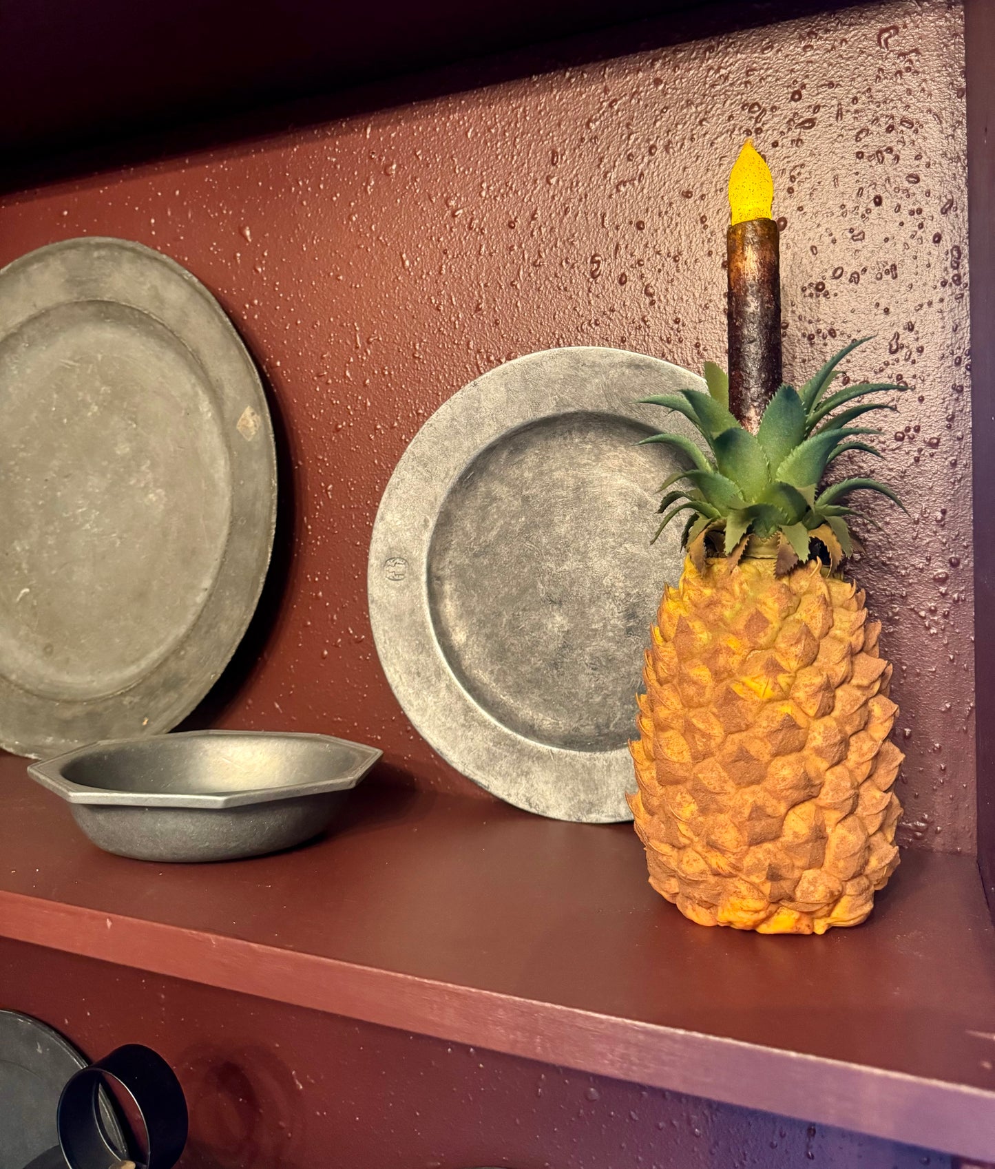 Colonial Pineapple Fruit Decoration w/ Candle