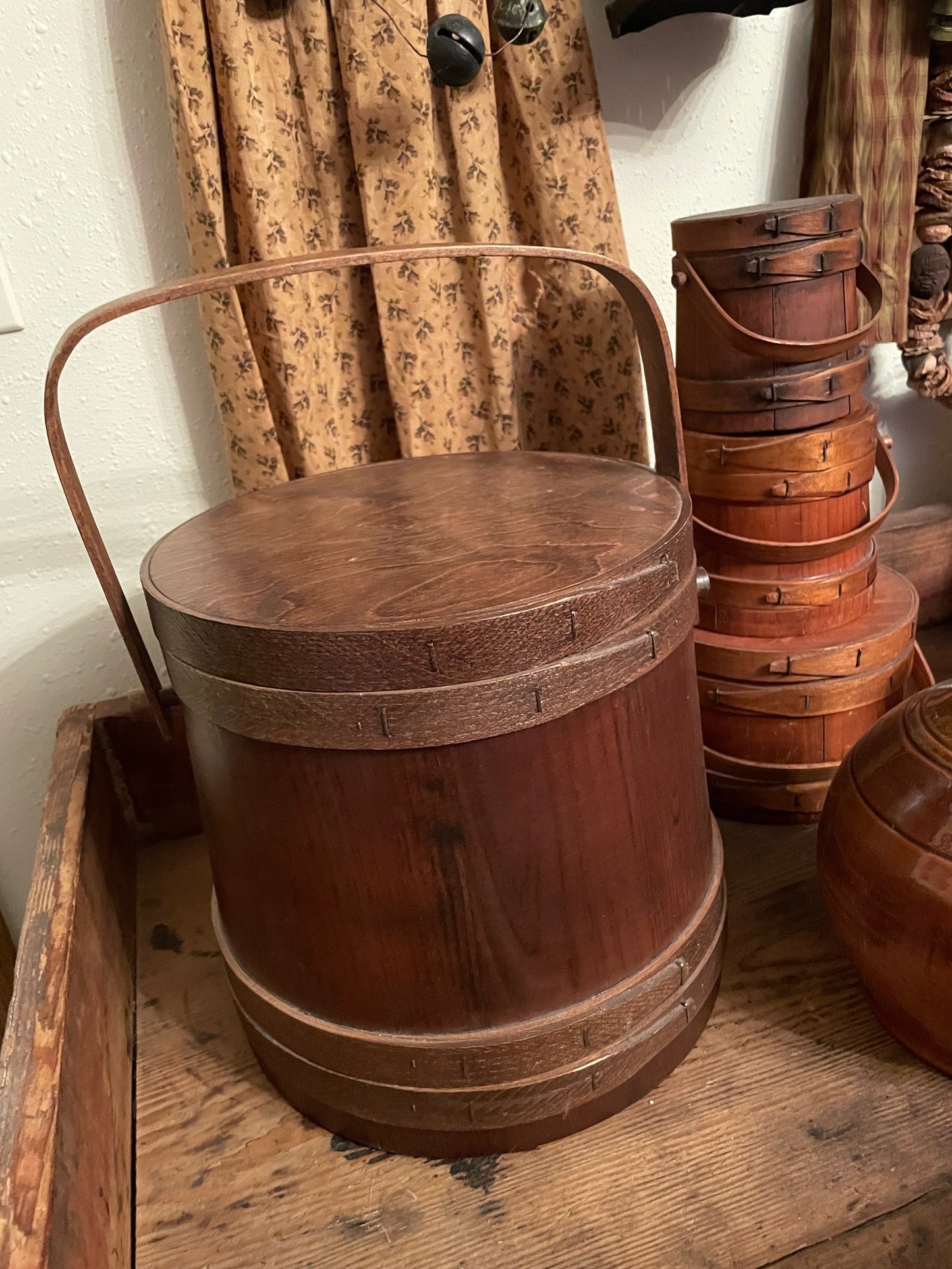 Firkin / Sugar Bucket - Large, Dark Wood