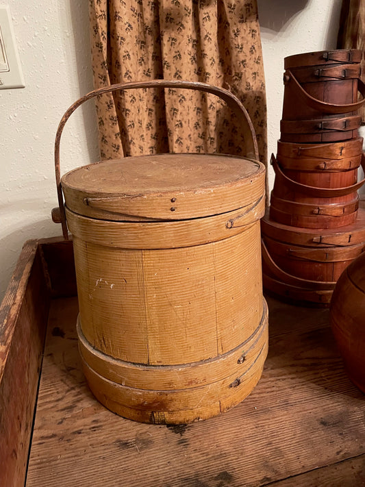 Firkin / Sugar Bucket - Mustard Grain-Painted