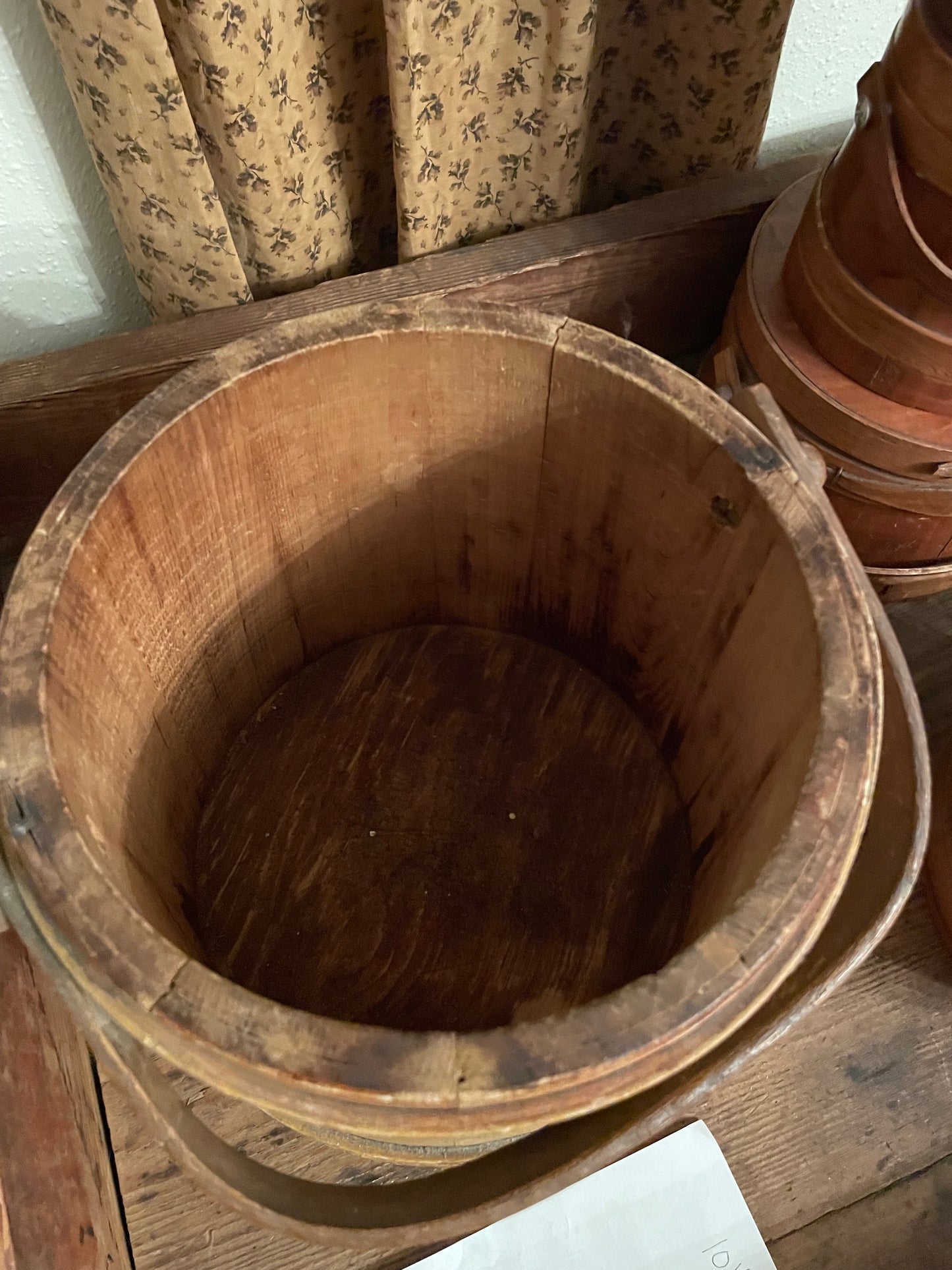 Firkin / Sugar Bucket - Mustard Grain-Painted