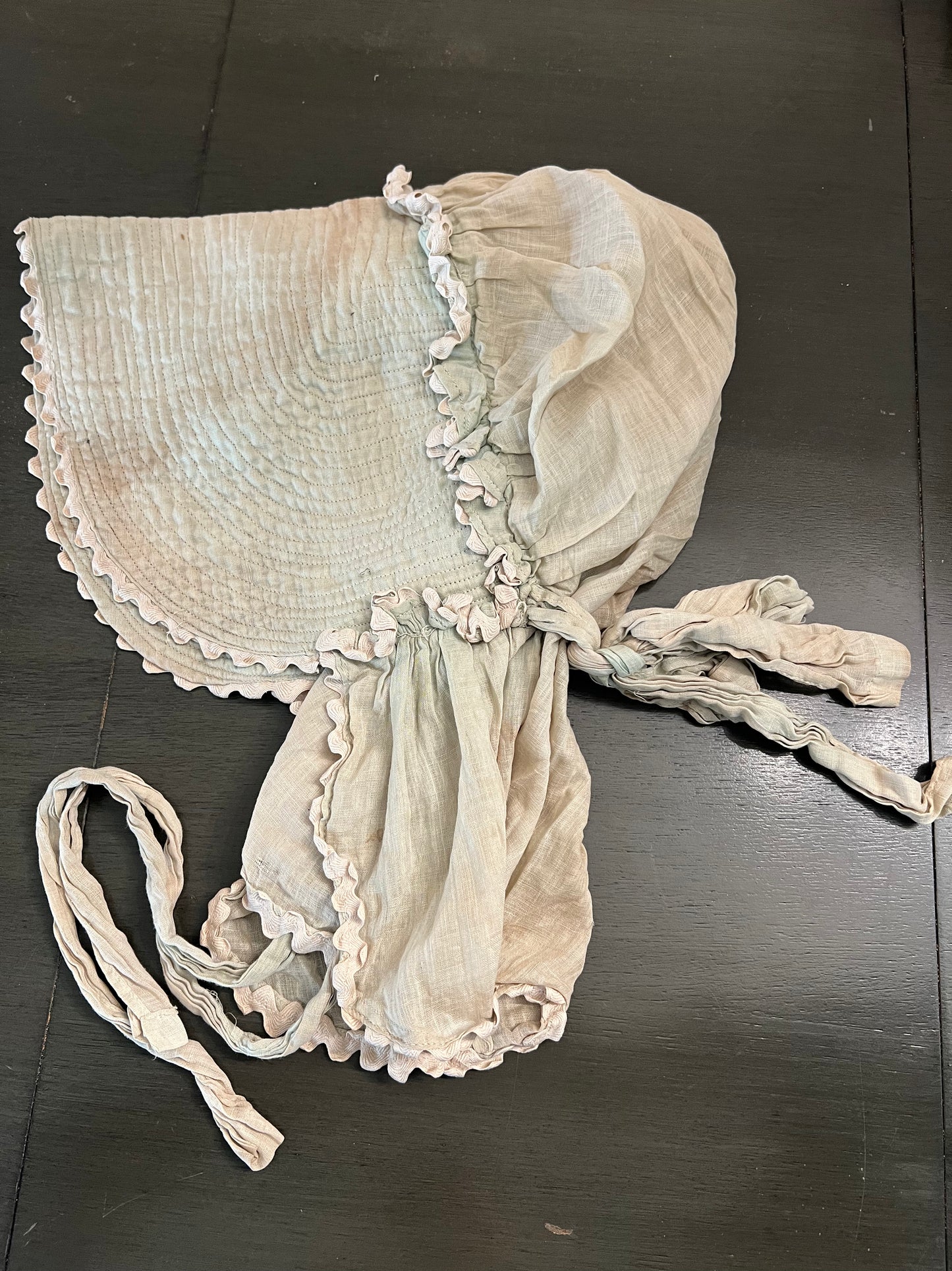 Antique Pale Green Quilted Sunbonnet