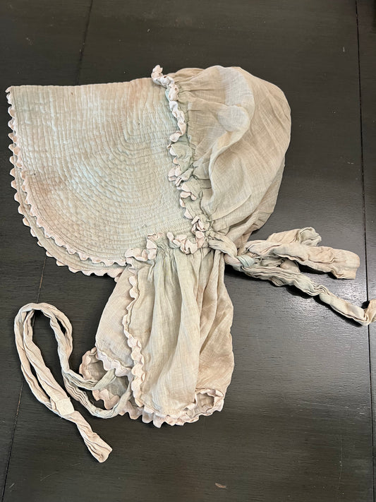 Antique Pale Green Quilted Sunbonnet