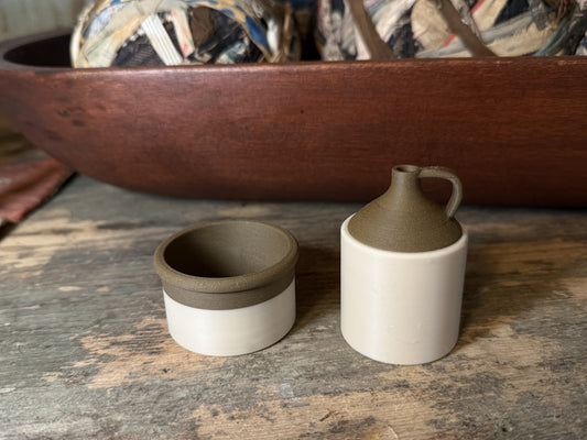 Set of 5 Two-Tone Brown Crock or Jug Ornaments