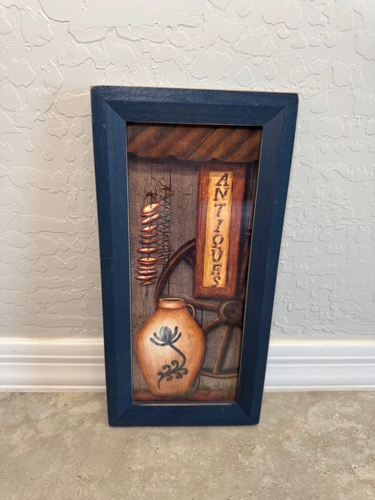 Primitive "Antiques" Framed Wall Art