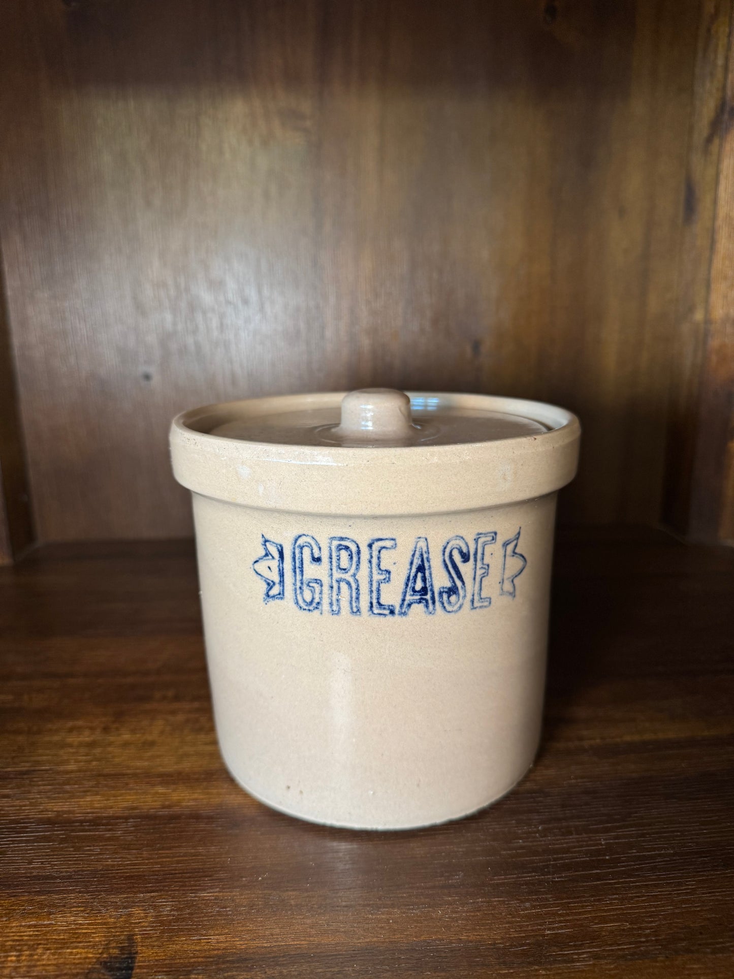 Stoneware Grease Crock with Lid