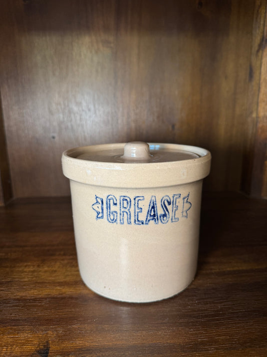 Stoneware Grease Crock with Lid