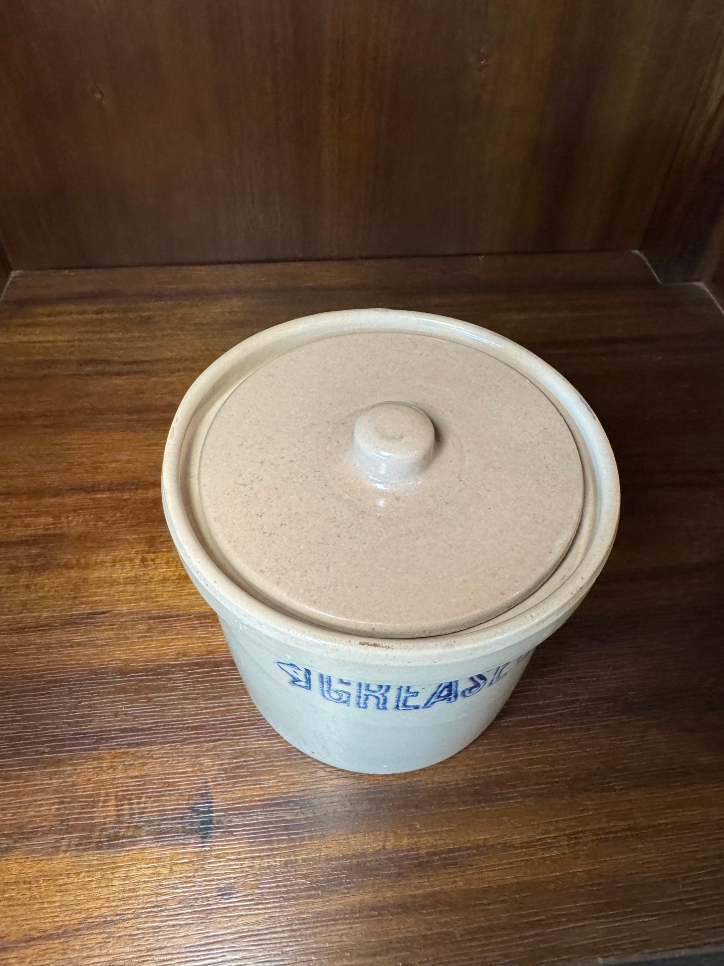 Stoneware Grease Crock with Lid