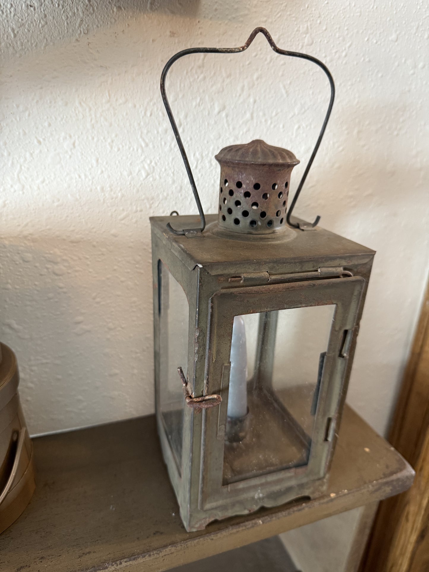 Antique Lantern with Original Green Paint