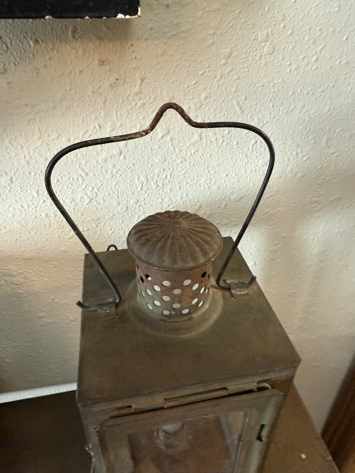 Antique Lantern with Original Green Paint