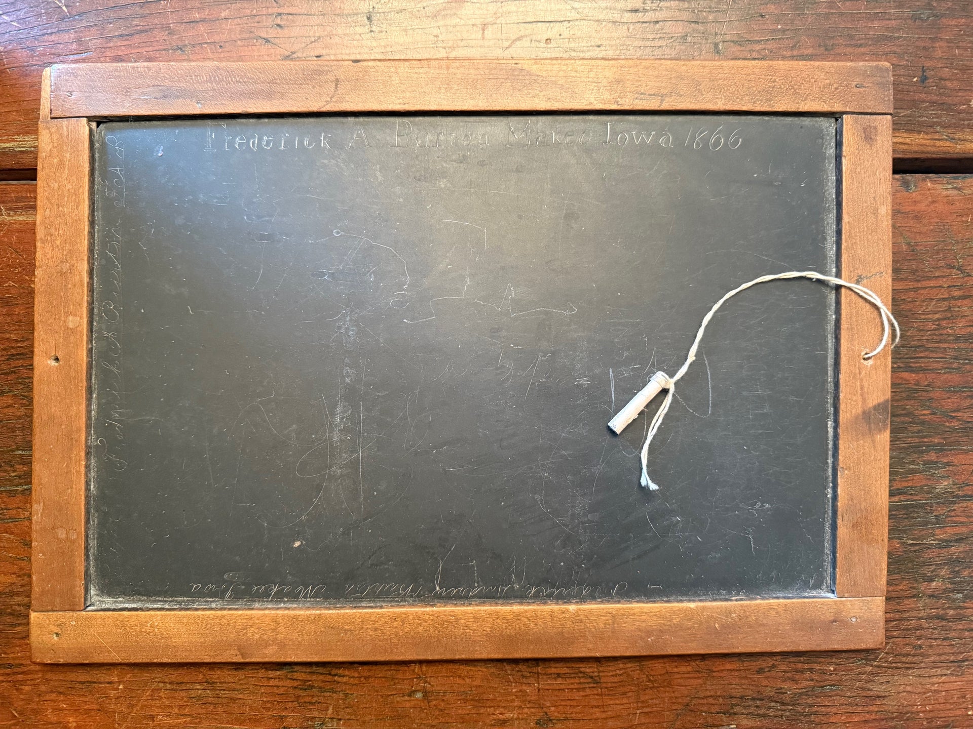 Antique 2-sided School Slate Chalkboard with Engraved name and  display picture 1