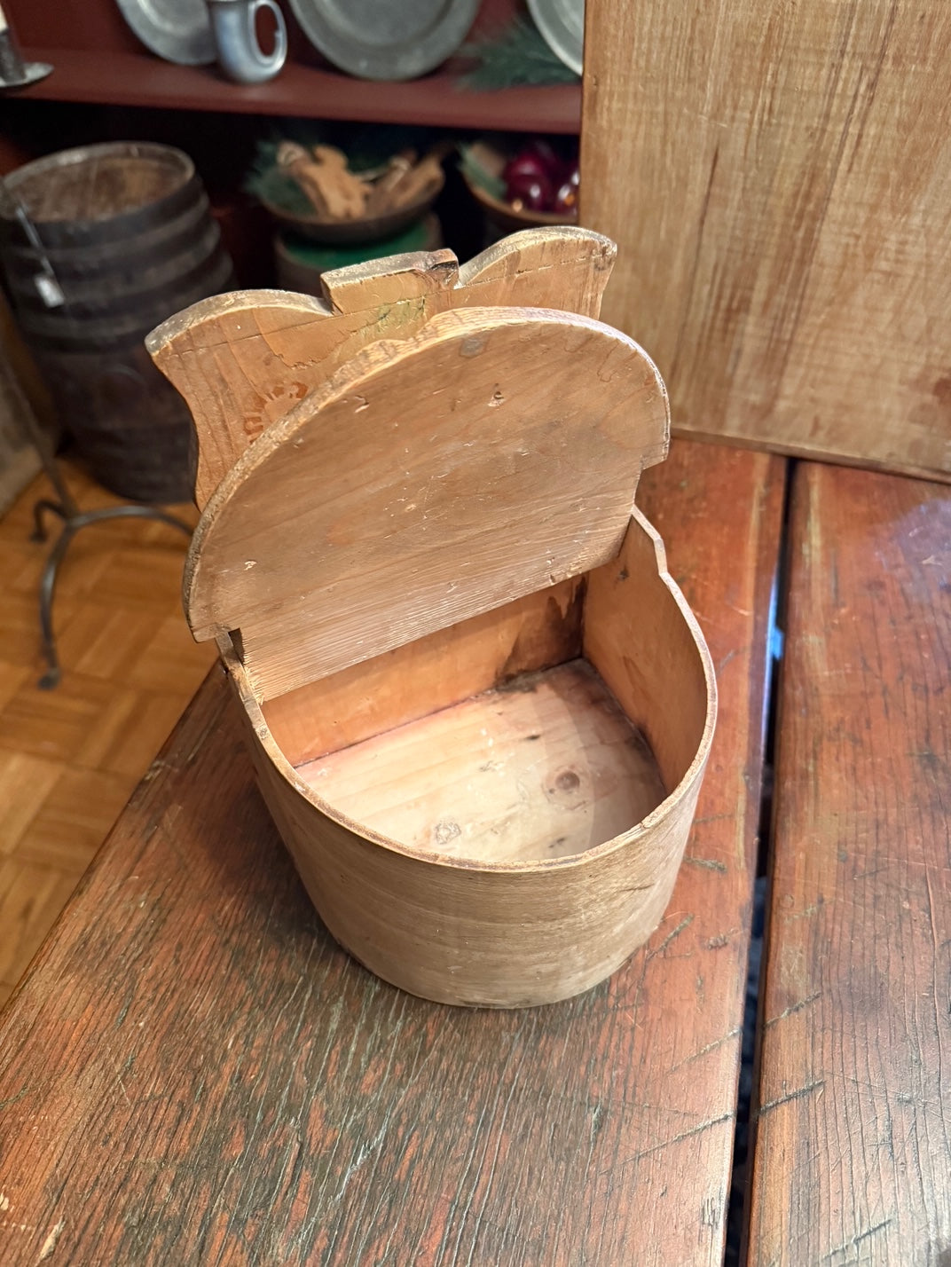 Early Primitive Wooden Salt Box