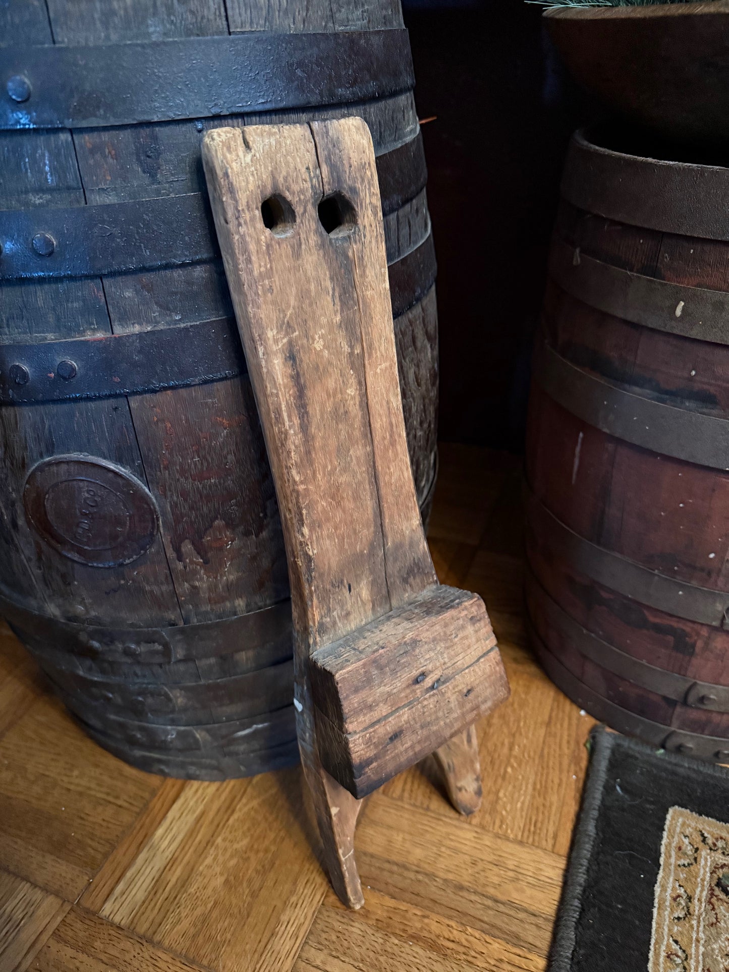 Very early Boot Jack ~ Traces of Blue Paint ~ Square Nails