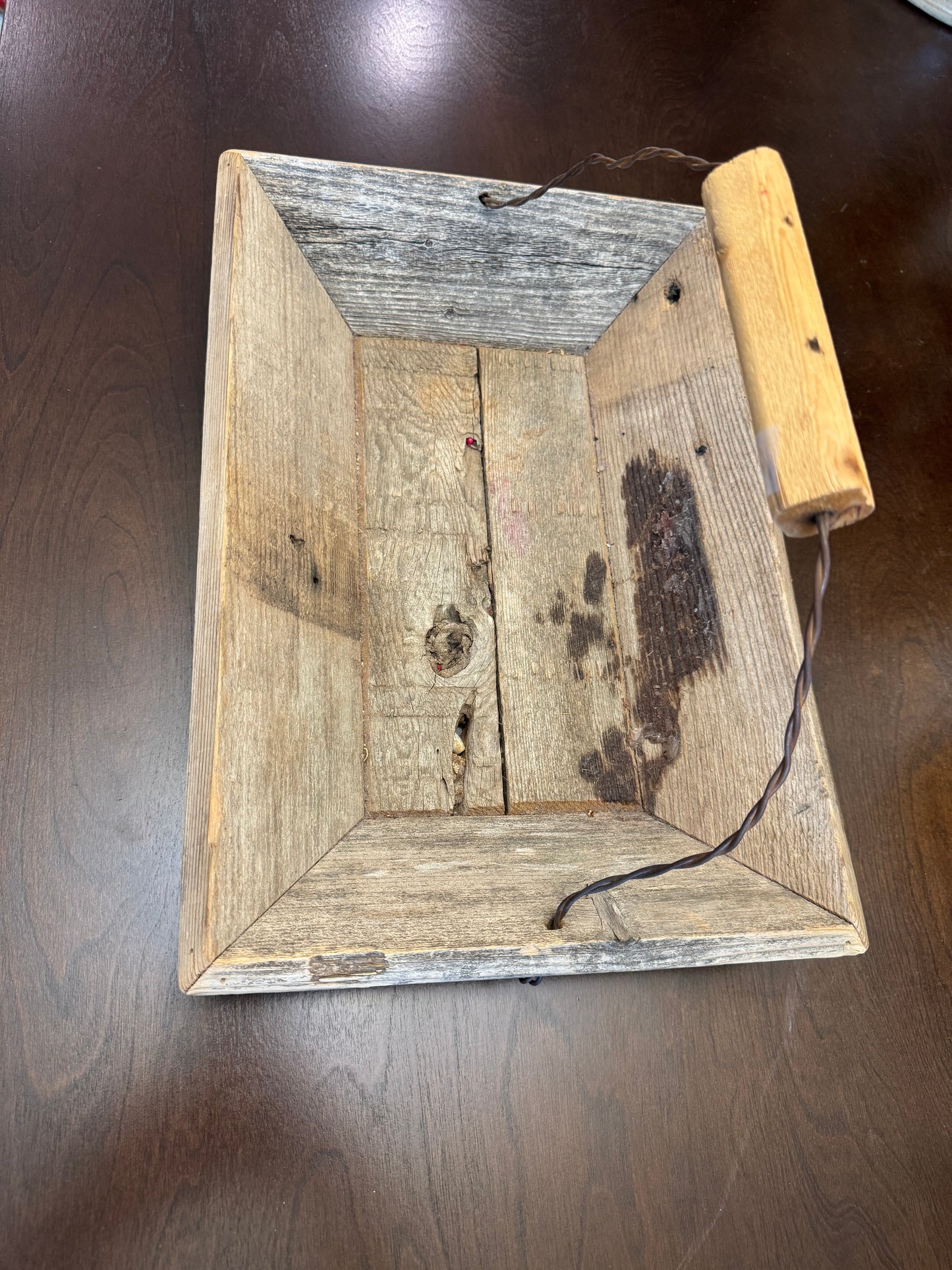 Handmade Primitive Make-Do Barnwood Tote/Trencher