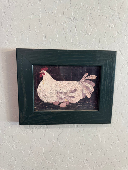 Framed Farmhouse Style Hen Print - by Warren Kimble