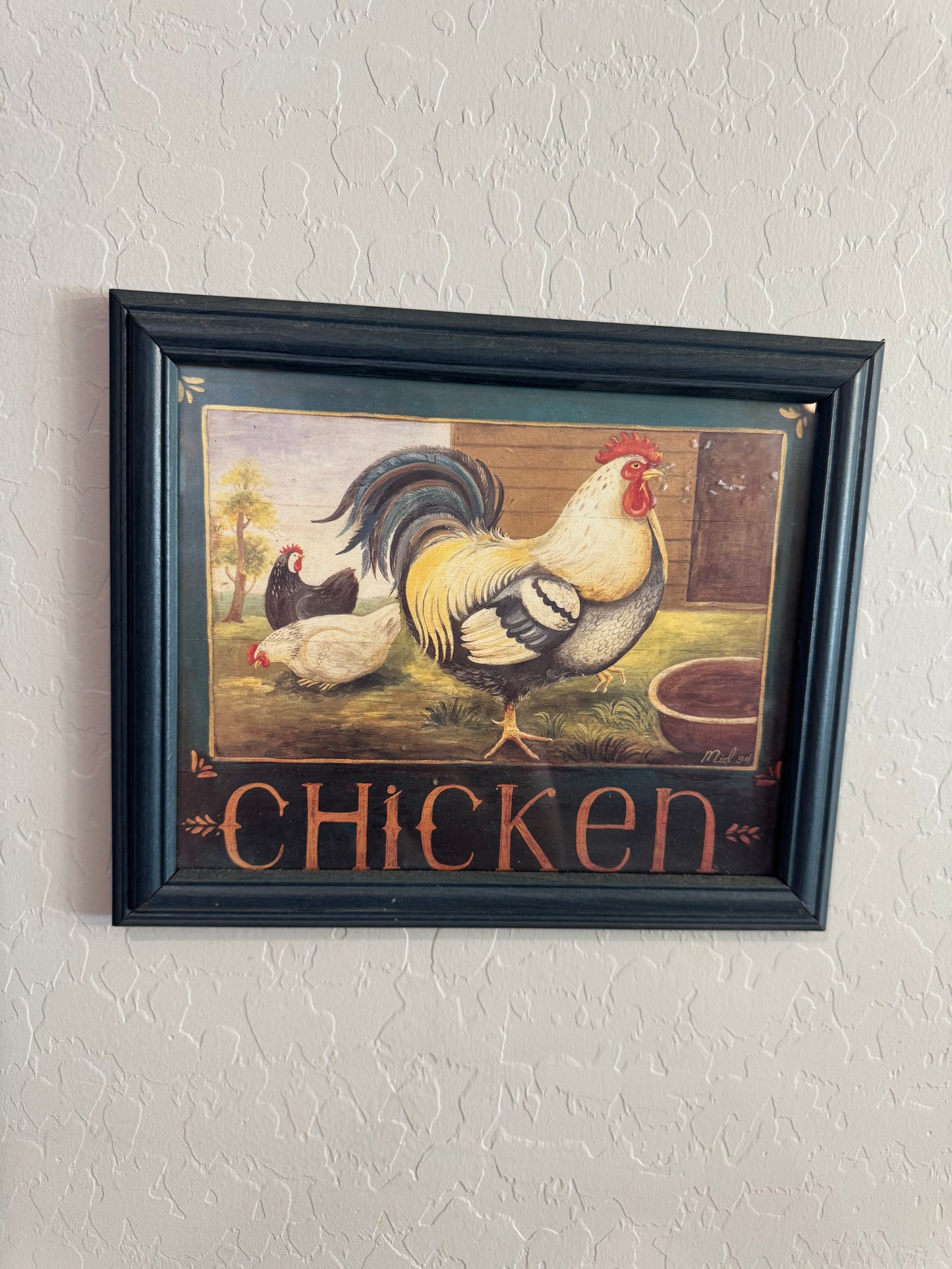 Framed Farmhouse Style Chicken Wall Print