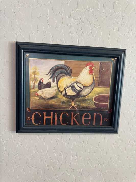 Framed Farmhouse Style Chicken Wall Print