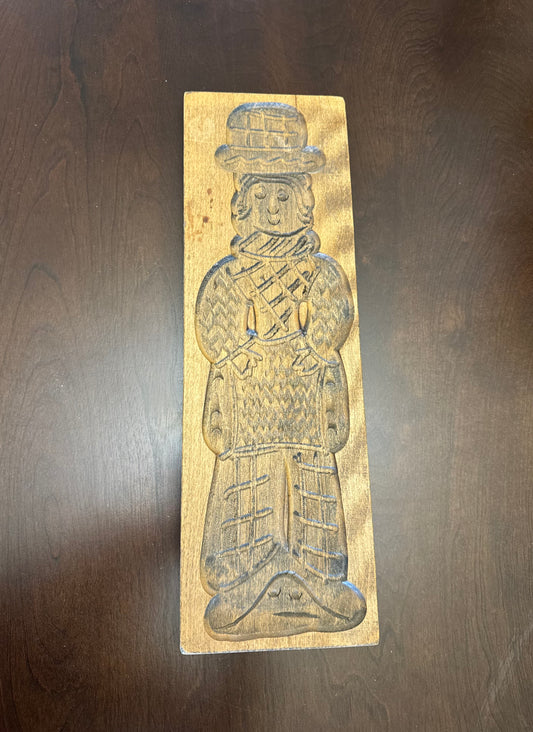 Hand Carved German Butter Print with Folk Figure Design