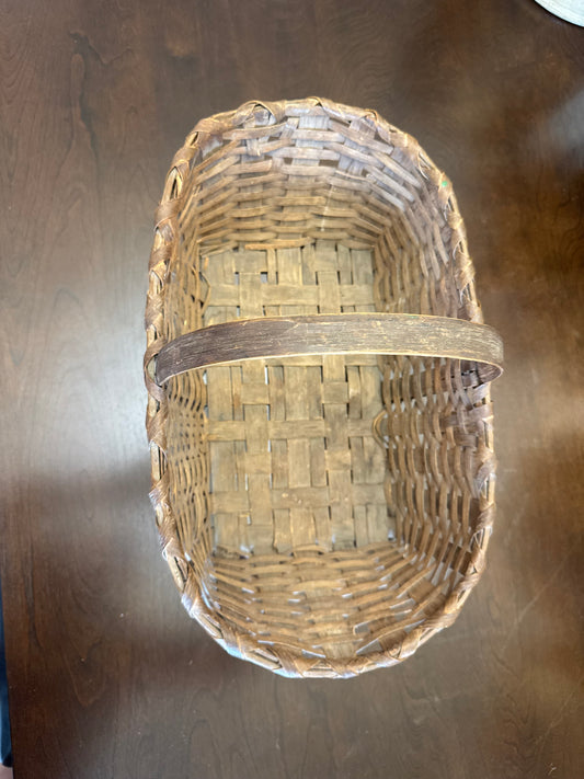 Large Antique Handwoven Gathering Basket
