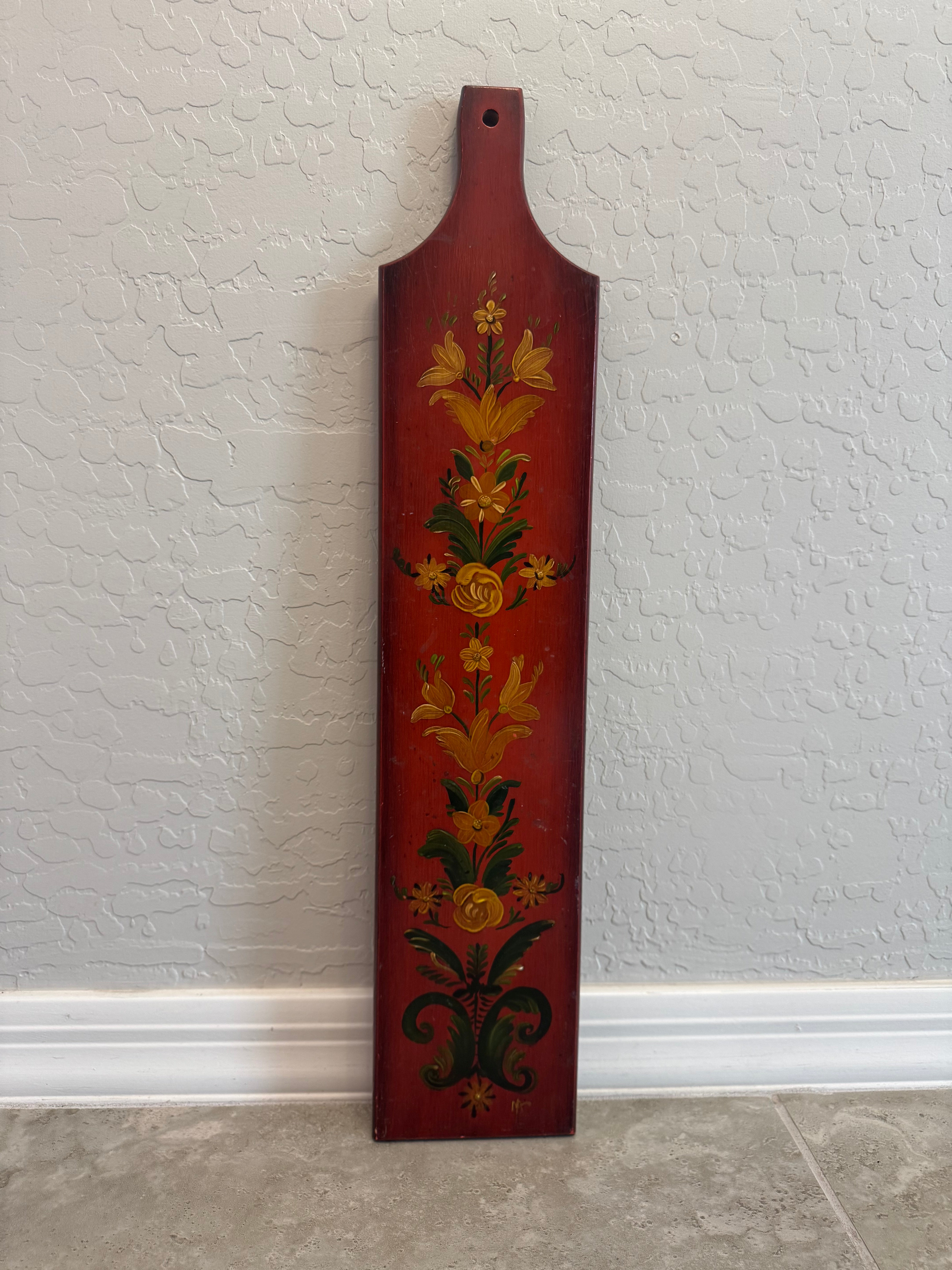 Hand-Painted Folk Art Scandinavian / Pennsylvania Dutch Bread Board wi ...
