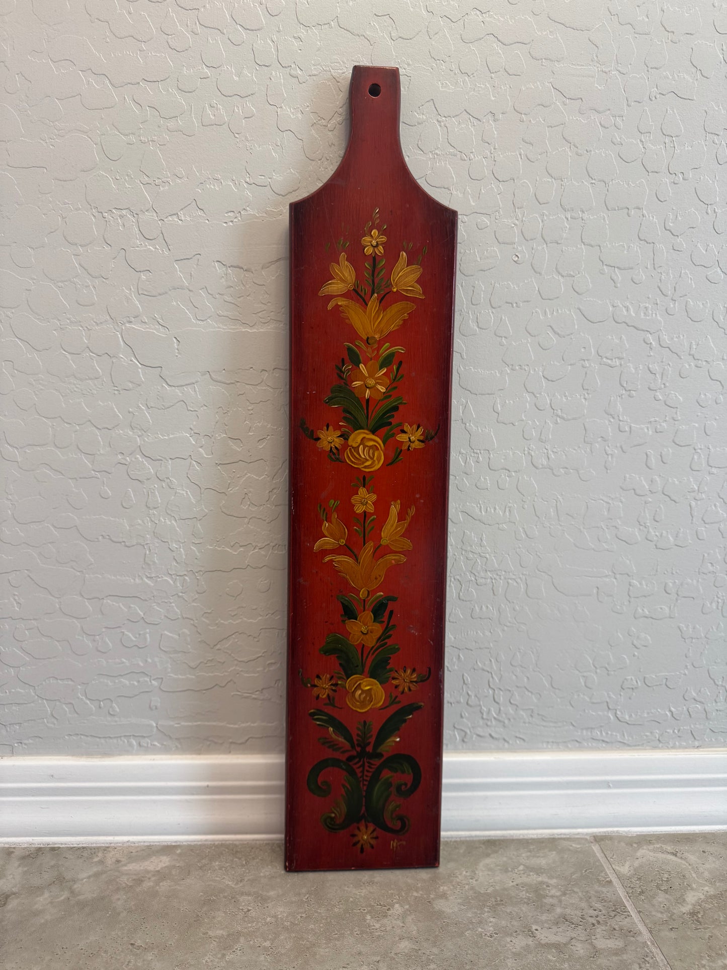 Hand-Painted Folk Art Scandinavian / Pennsylvania Dutch Bread Board with Rosemaling