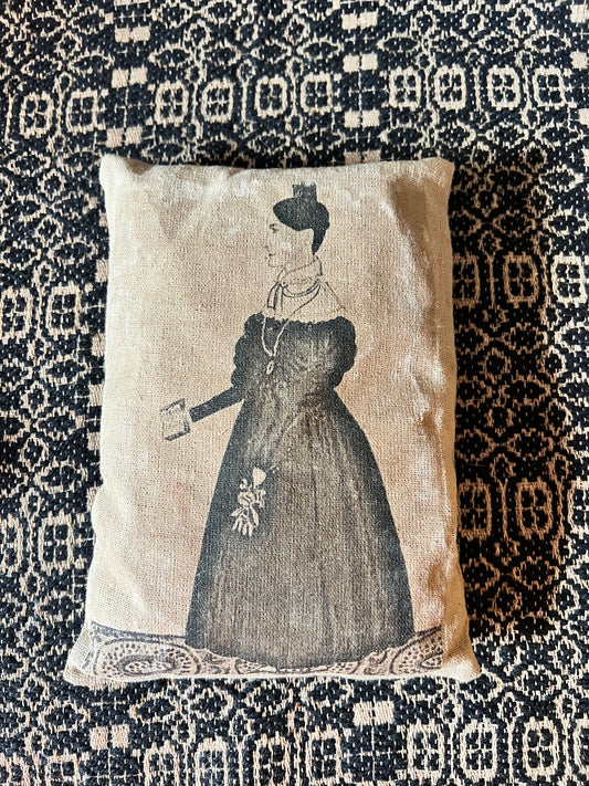 Colonial Woman Straw Filled Pillow