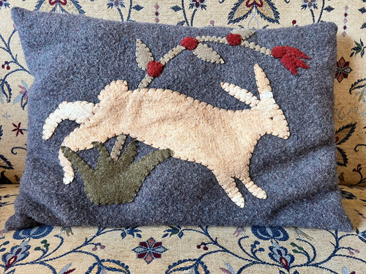 Folk Art Rabbit Pillow