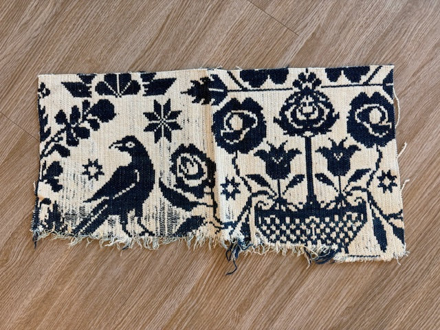 Antique Coverlet Piece - Bird with Flowers