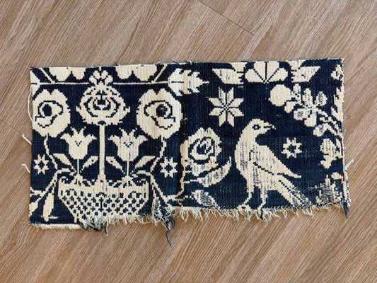 Antique Coverlet Piece - Bird with Flowers