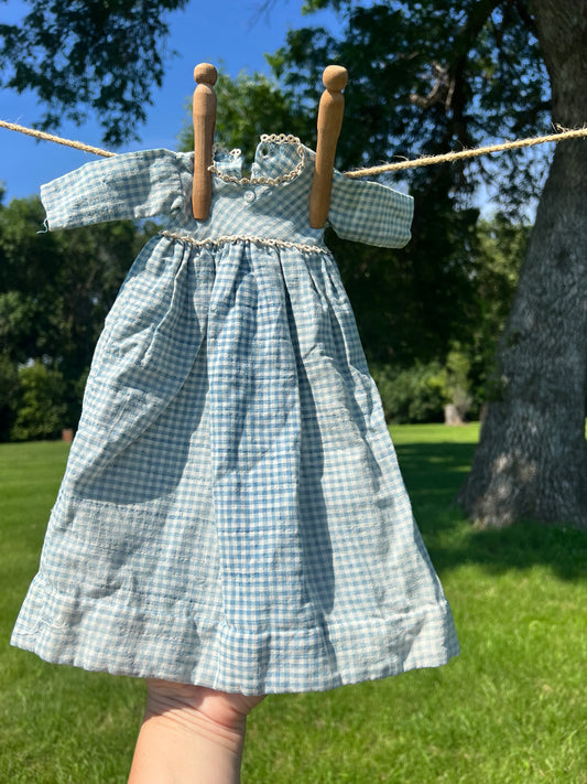 Blue Gingham Doll Dress