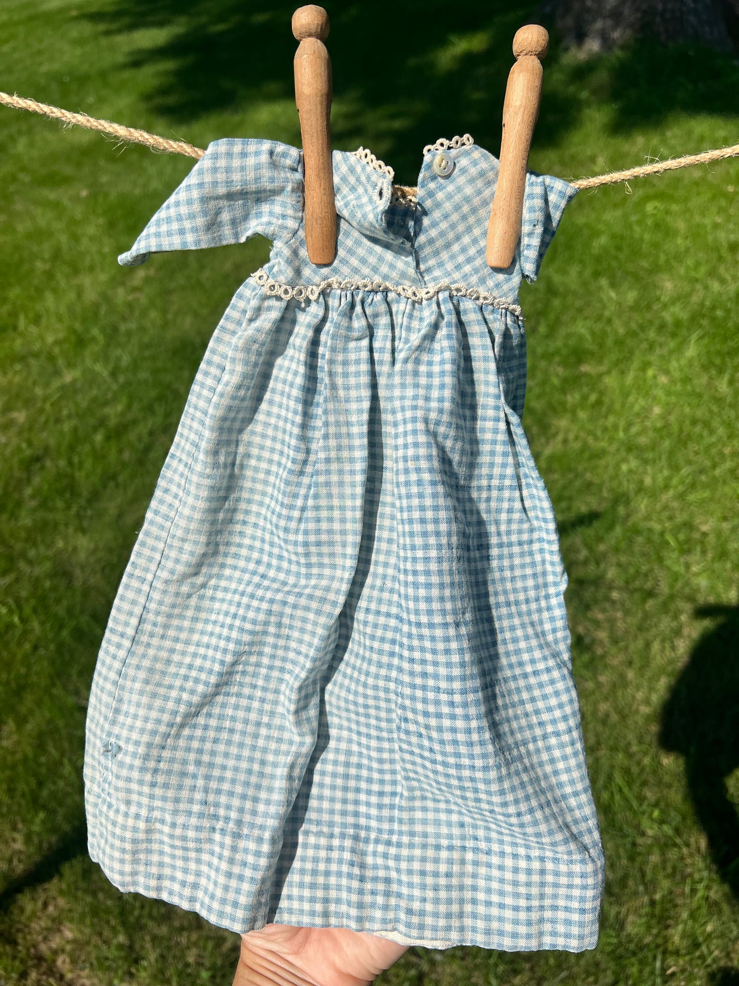 Blue Gingham Doll Dress